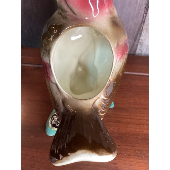 ROYAL COPLEY Bird Planter WREN/SPARROW Sitting On Branch Original Sticker Nice! - Picture 7 of 12